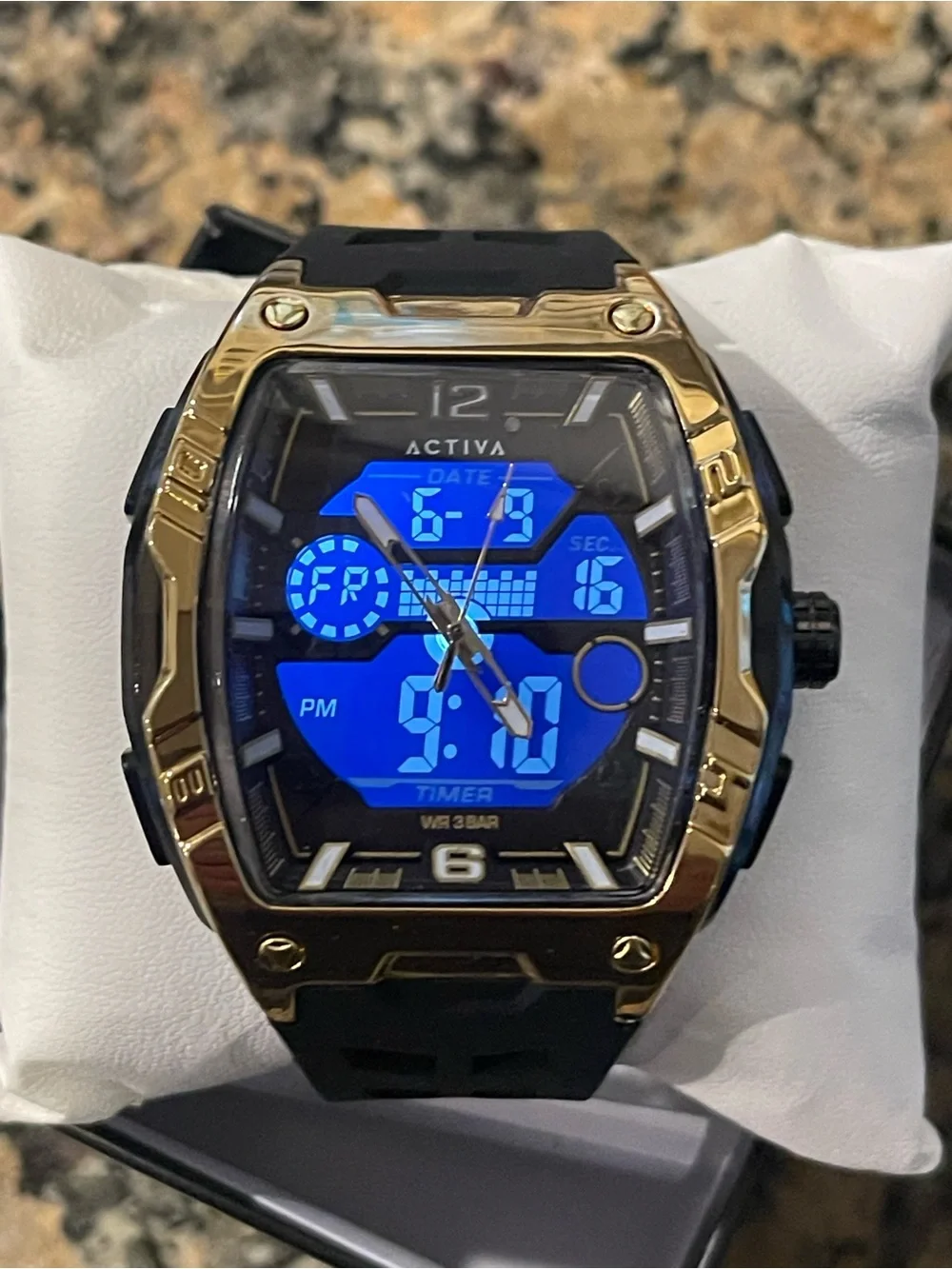 Activa X Invicta Digital, Analog Men's Watch - 50mm. Black Gold  (ACW8131-005)